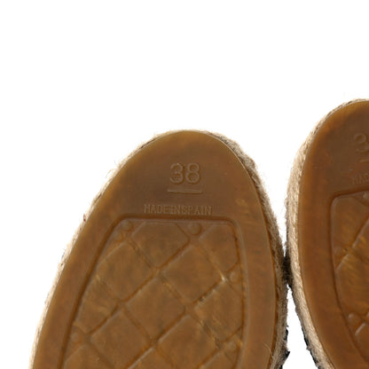 Chanel Tweed Calfskin Patent CC Lace Up Espadrilles 38 Black 7 of 7