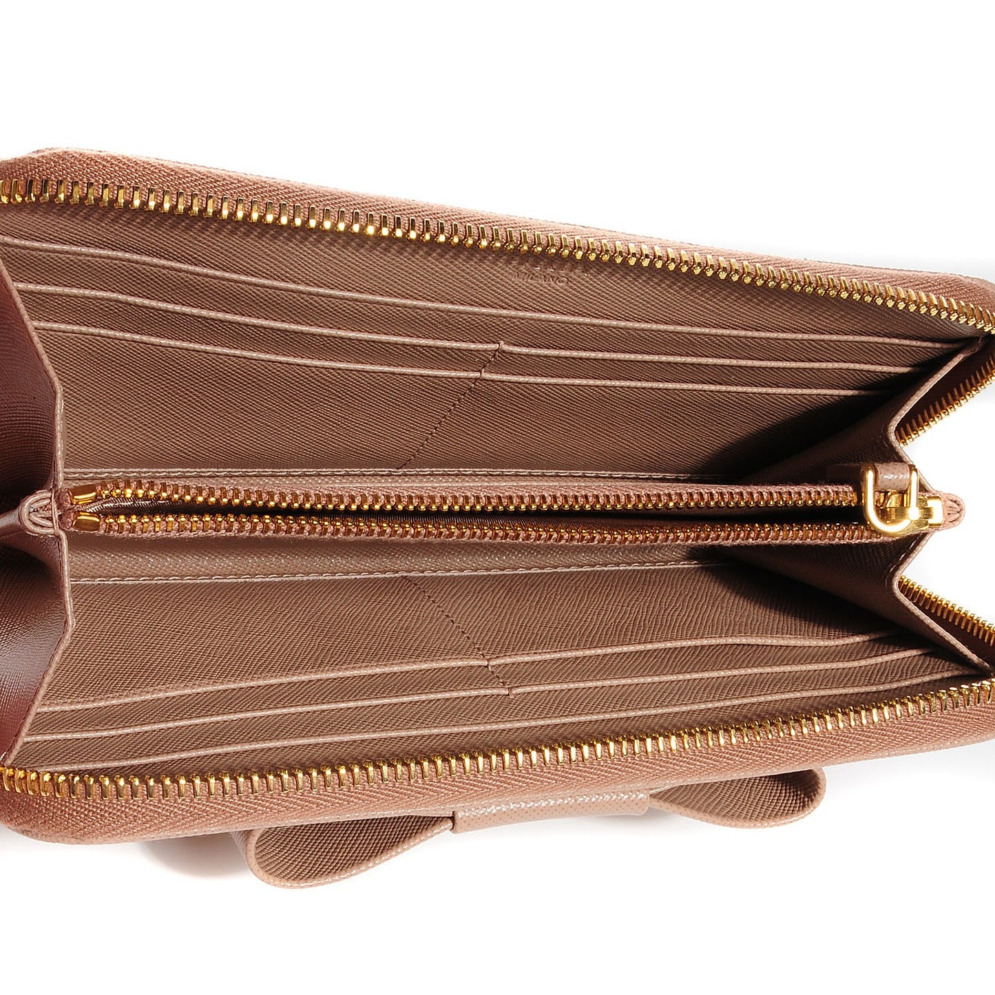 Saffiano Fiocco Bow Zip Around Wallet Cammeo