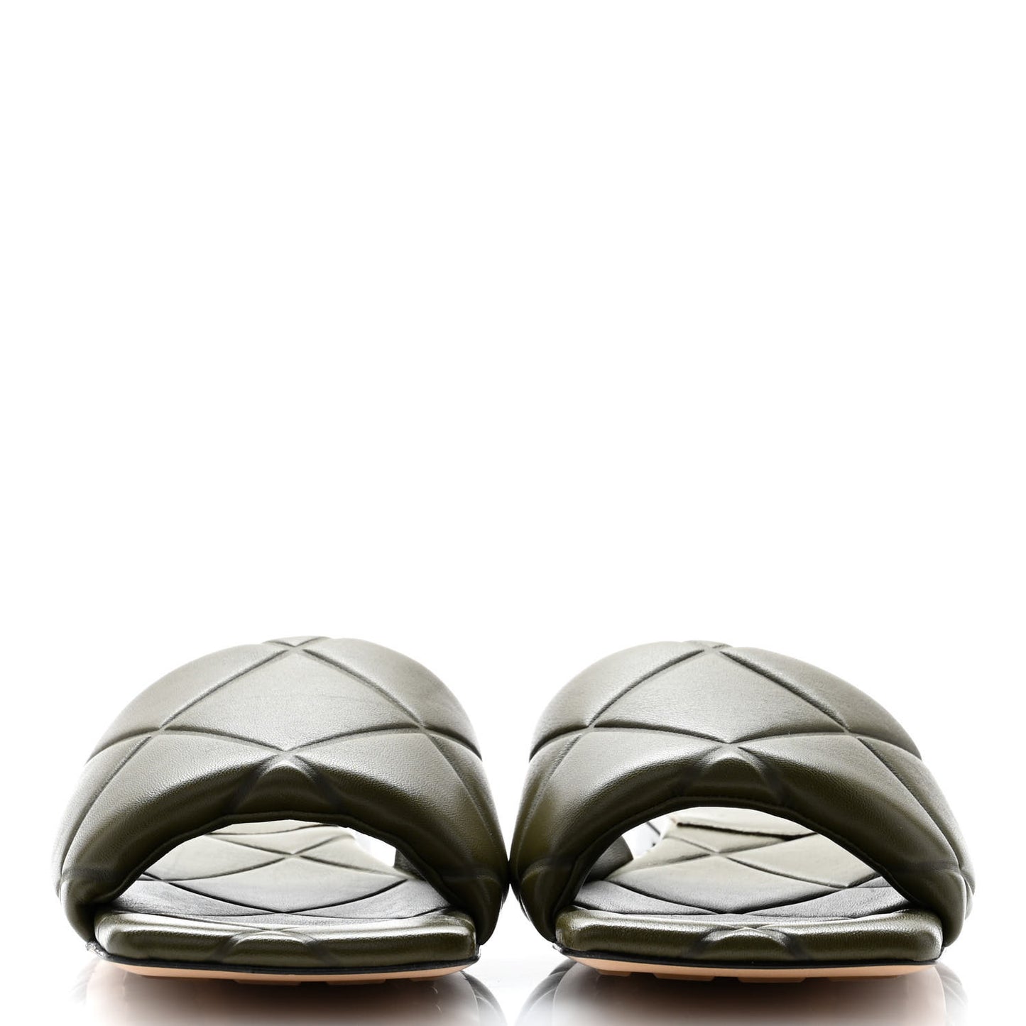 Nappa Quilted Rubber Lido Flat Sandals 37.5 Khaki