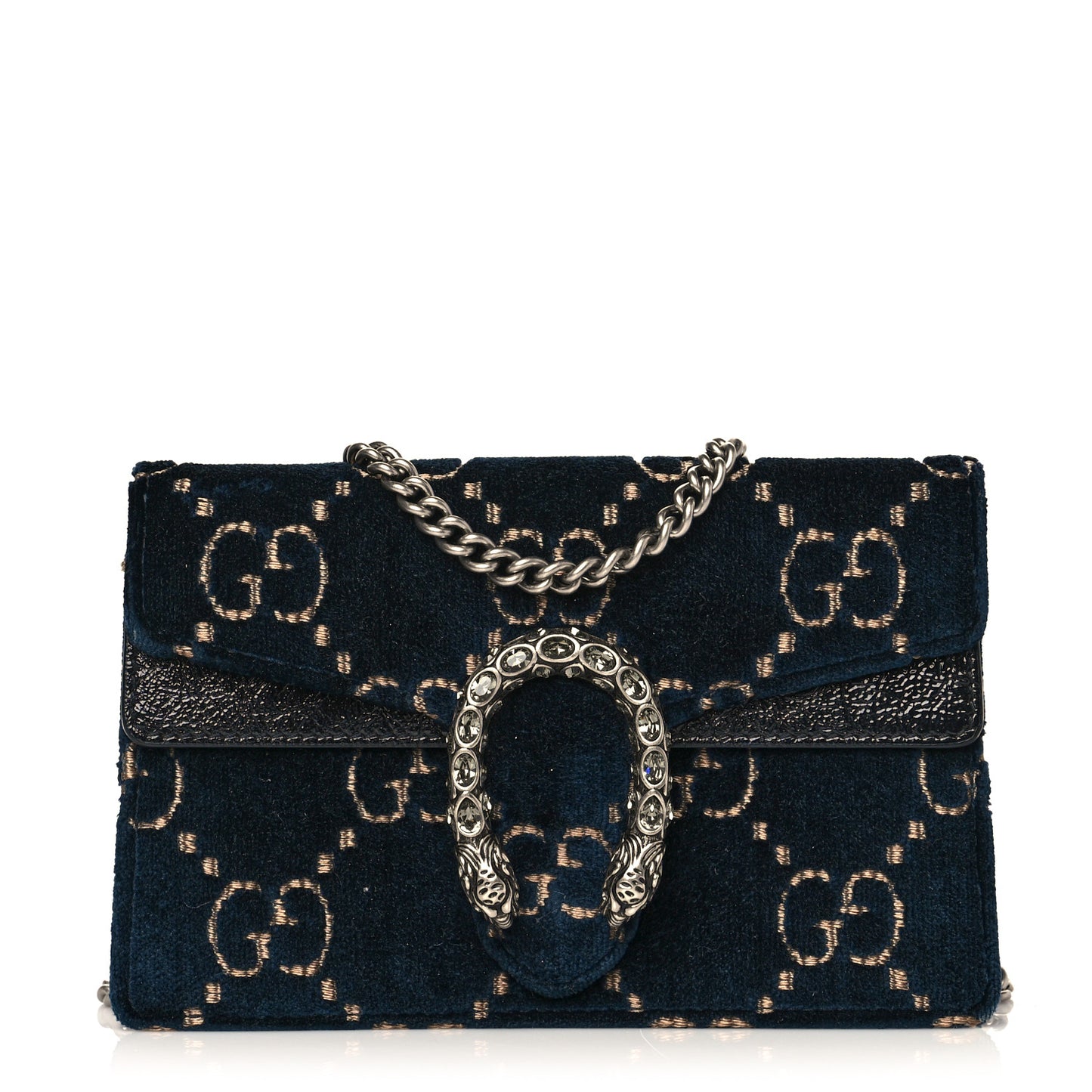 Velvet GG Monogram Super Mini Dionysus Shoulder Bag Blue Beige Black