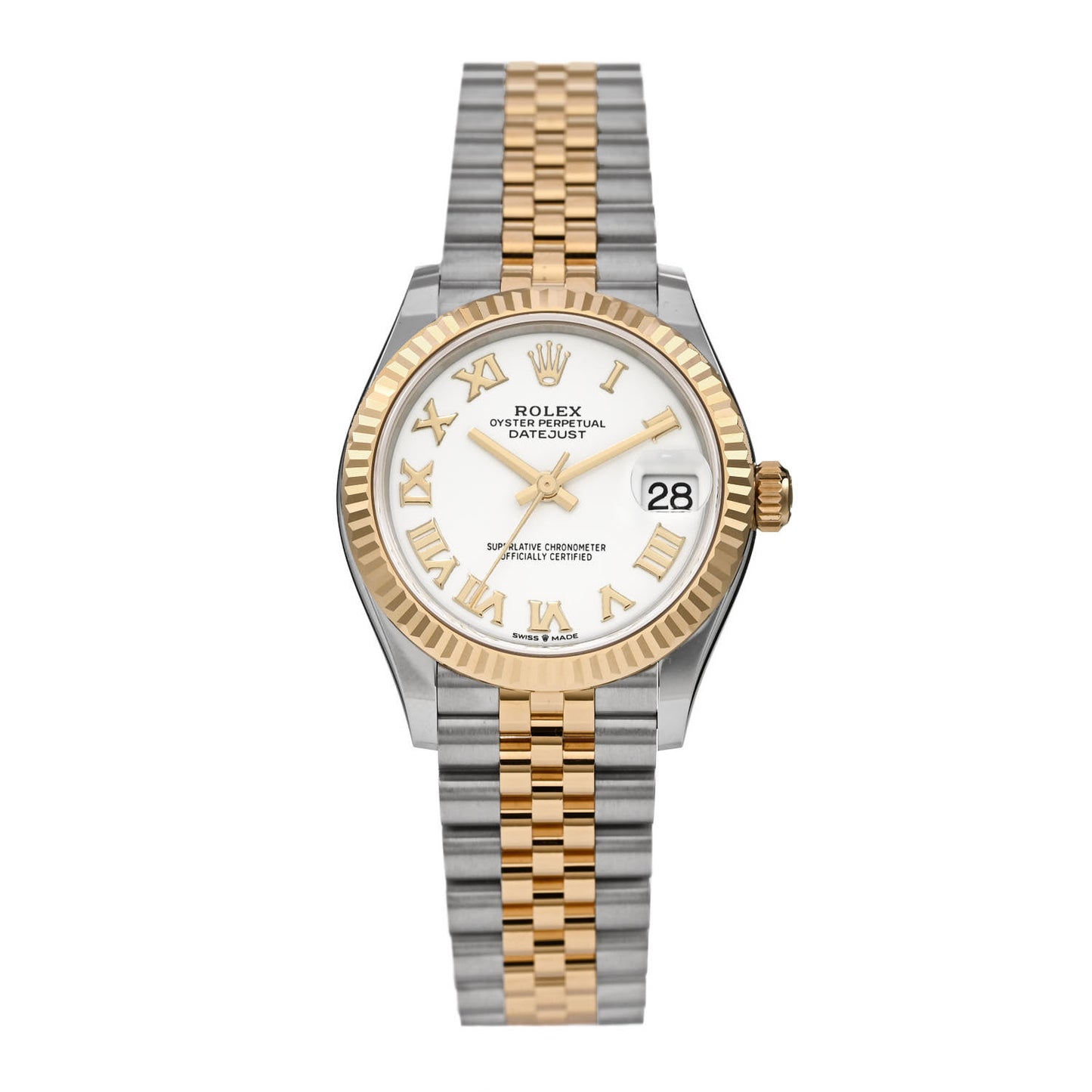 Stainless Steel 18K Yellow Gold 31mm Oyster Perpetual Datejust Watch White Roman 278273