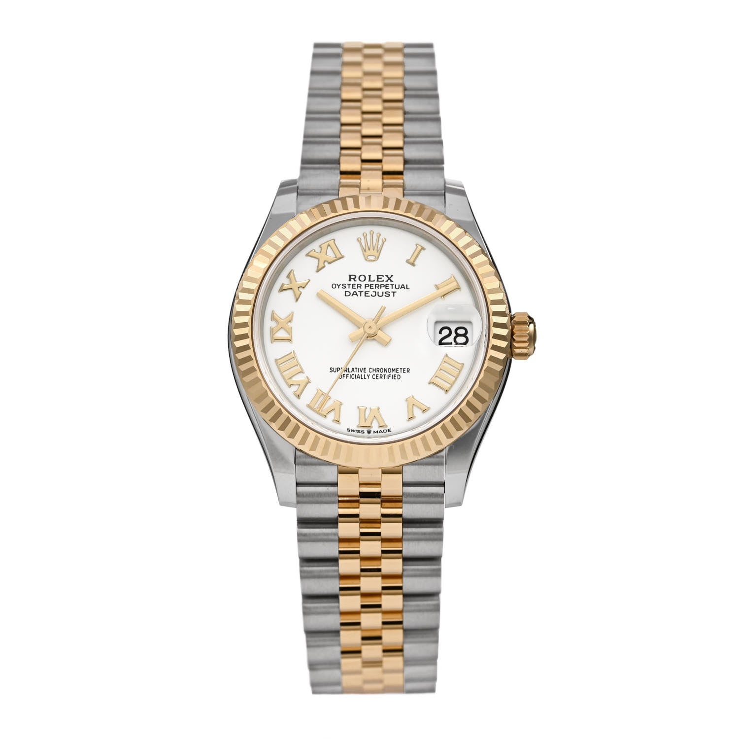 Rolex Stainless Steel 18K Yellow Gold 31mm Oyster Perpetual Datejust Watch White Roman 278273 1 of 5