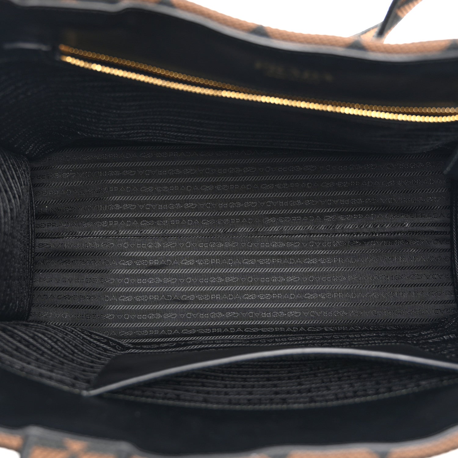 Prada Jacquard Saffiano Triangolo Symbole Embroidered Shopping Tote Black Corda 5 of 10