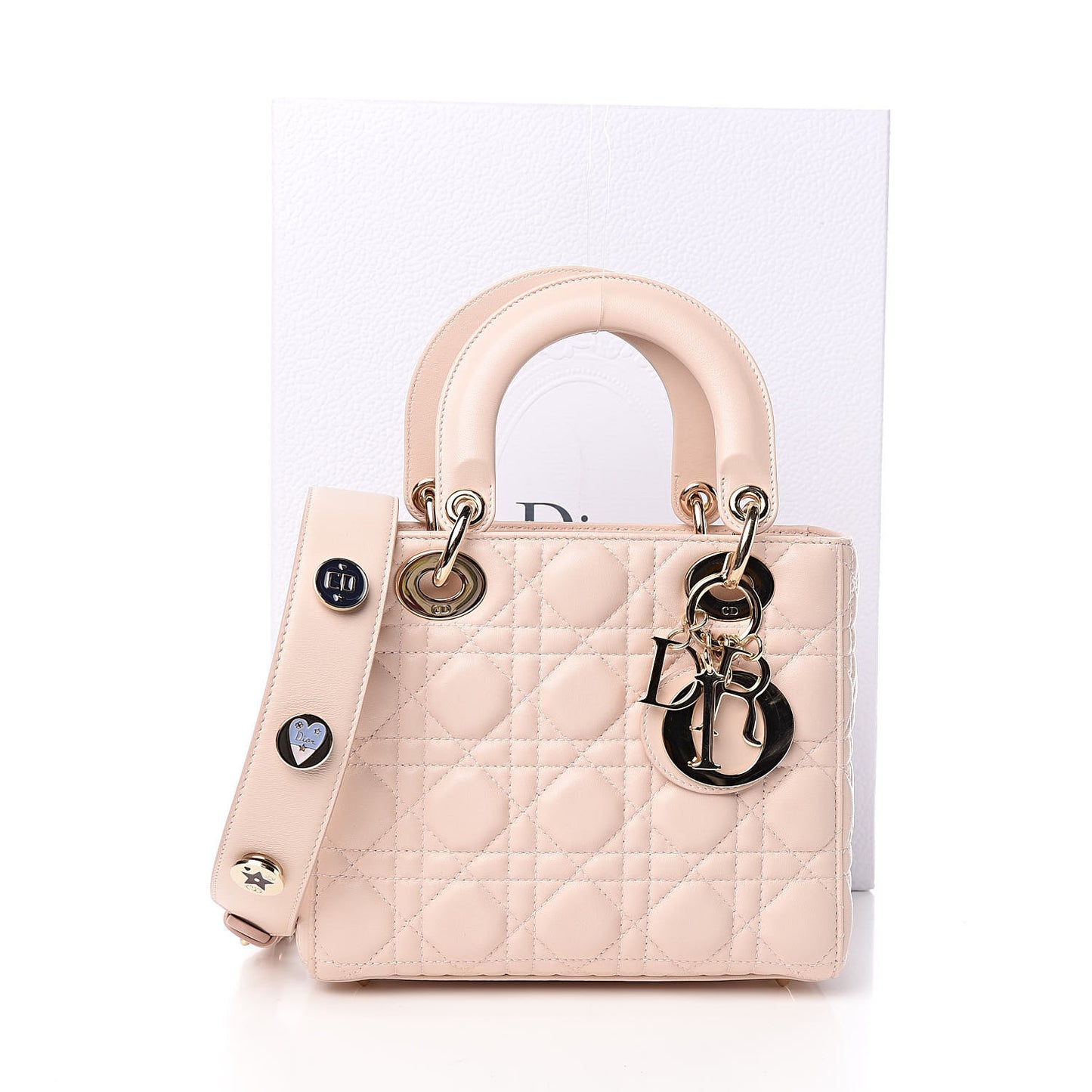 Lambskin Cannage Small Lucky Badges My Lady Dior Pink