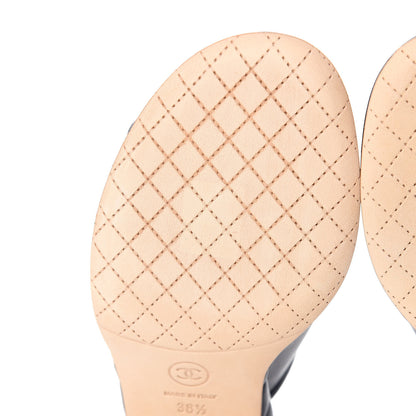 Chanel Lambskin Quilted CC Chain Mules 38.5 Navy 9 of 11