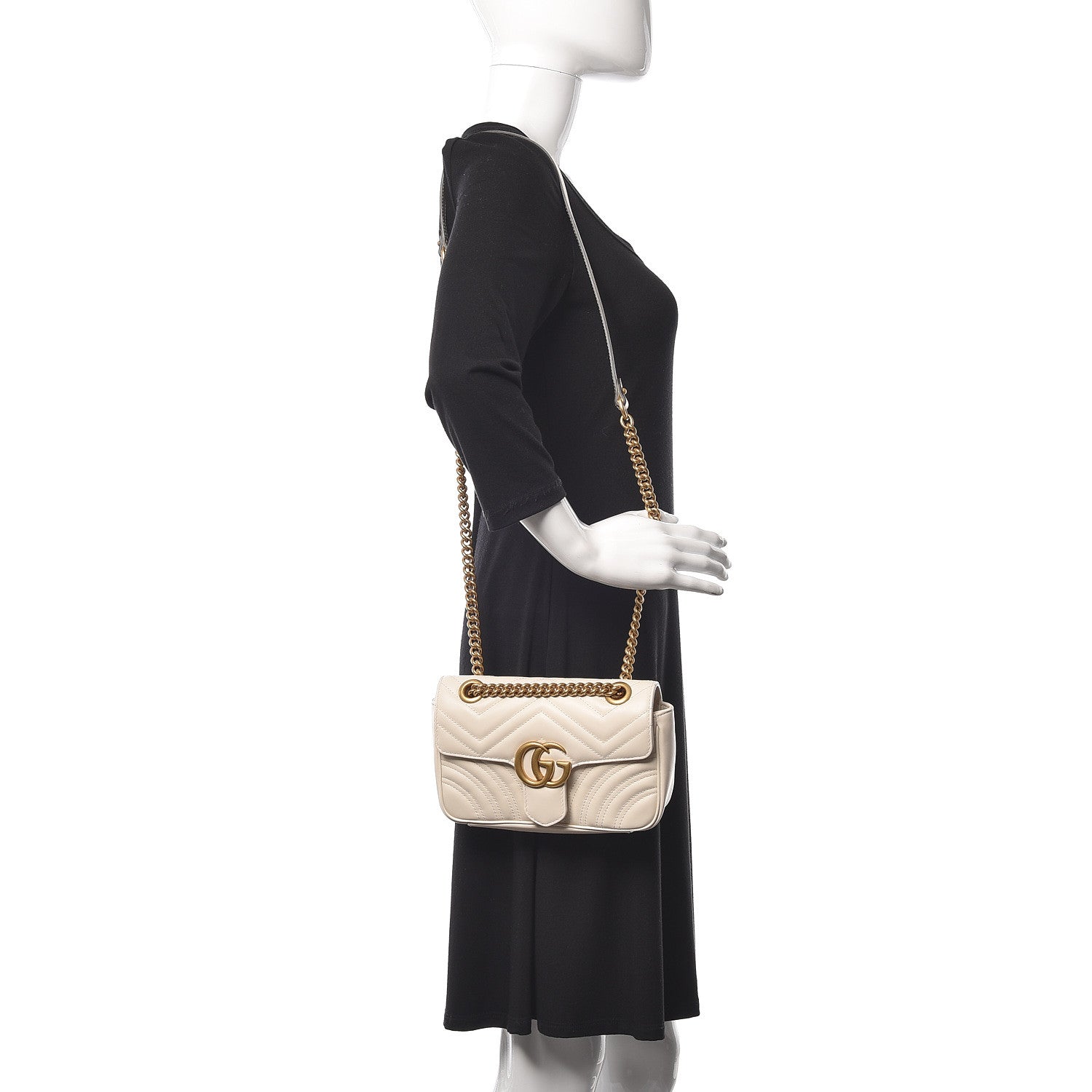 Gucci Calfskin Matelasse Mini GG Marmont Shoulder Bag White 2 of 5