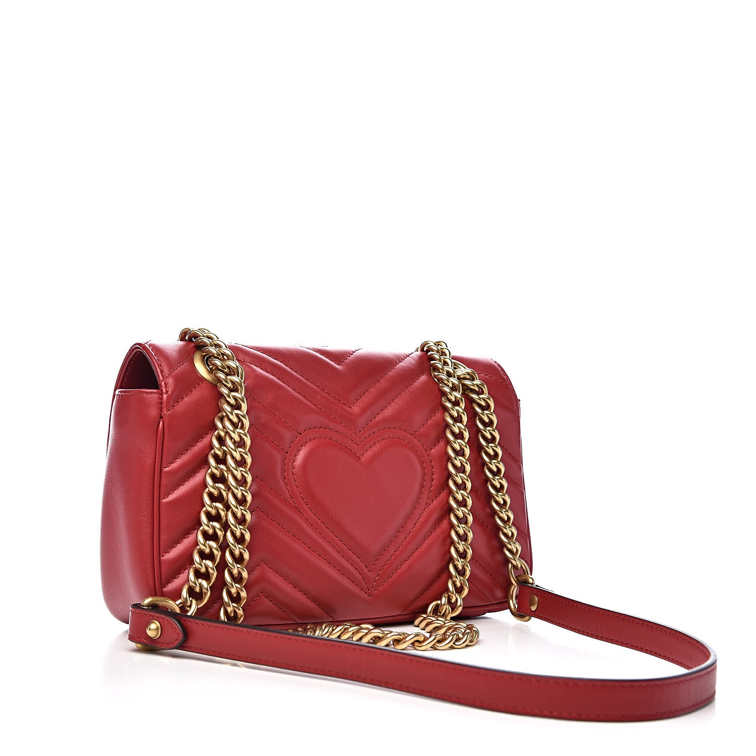 Gucci Calfskin Matelasse Mini GG Marmont Shoulder Bag Hibiscus Red 3 of 11