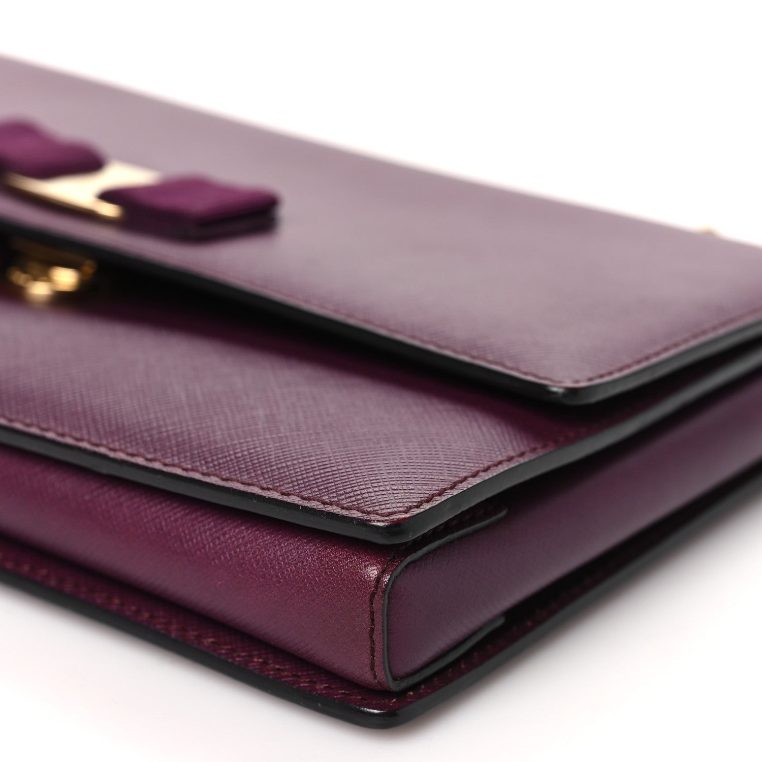 Salvatore Ferragamo Calfskin Vara Bow Chain Flap Crossbody Burgundy 9 of 11
