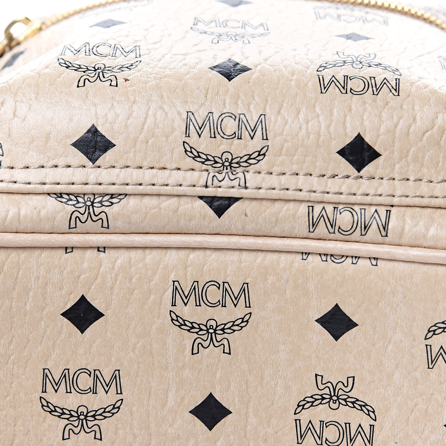 MCM Visetos Small Side Stud Stark Backpack Beige 8 of 9
