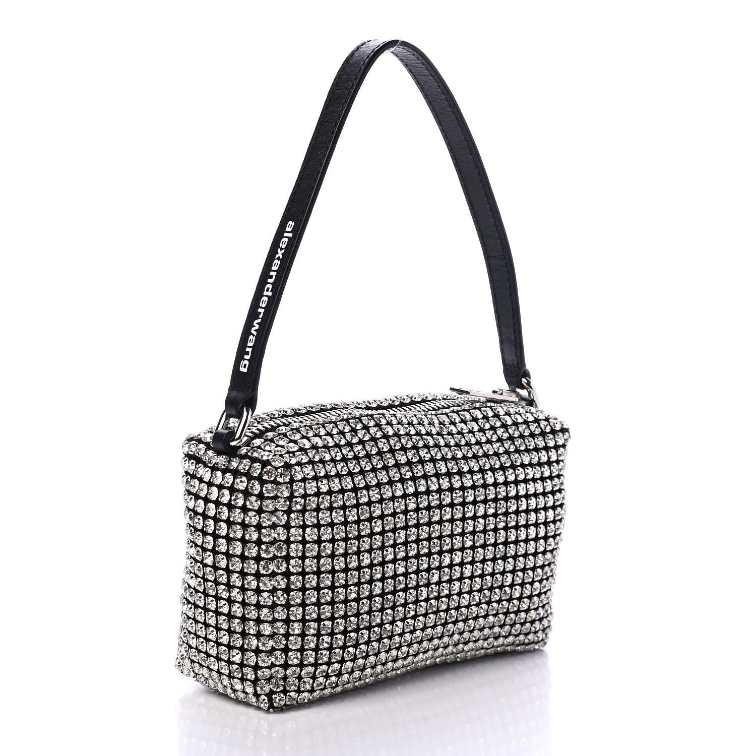 Alexander Wang Mesh Crystal Rhinestone Mini Heiress Pouch Black Silver 2 of 4