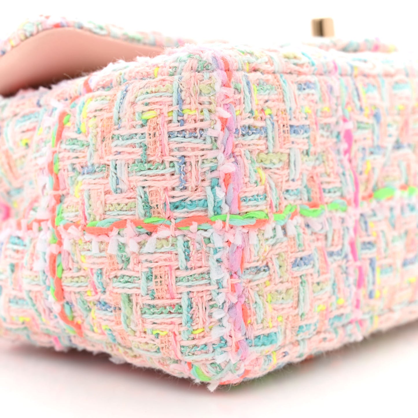 Tweed Quilted Mini Rectangular Flap Pink Green Orange Purple