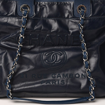 Chanel Glazed Calfskin Medium Deauville Tote Blue 10 of 10