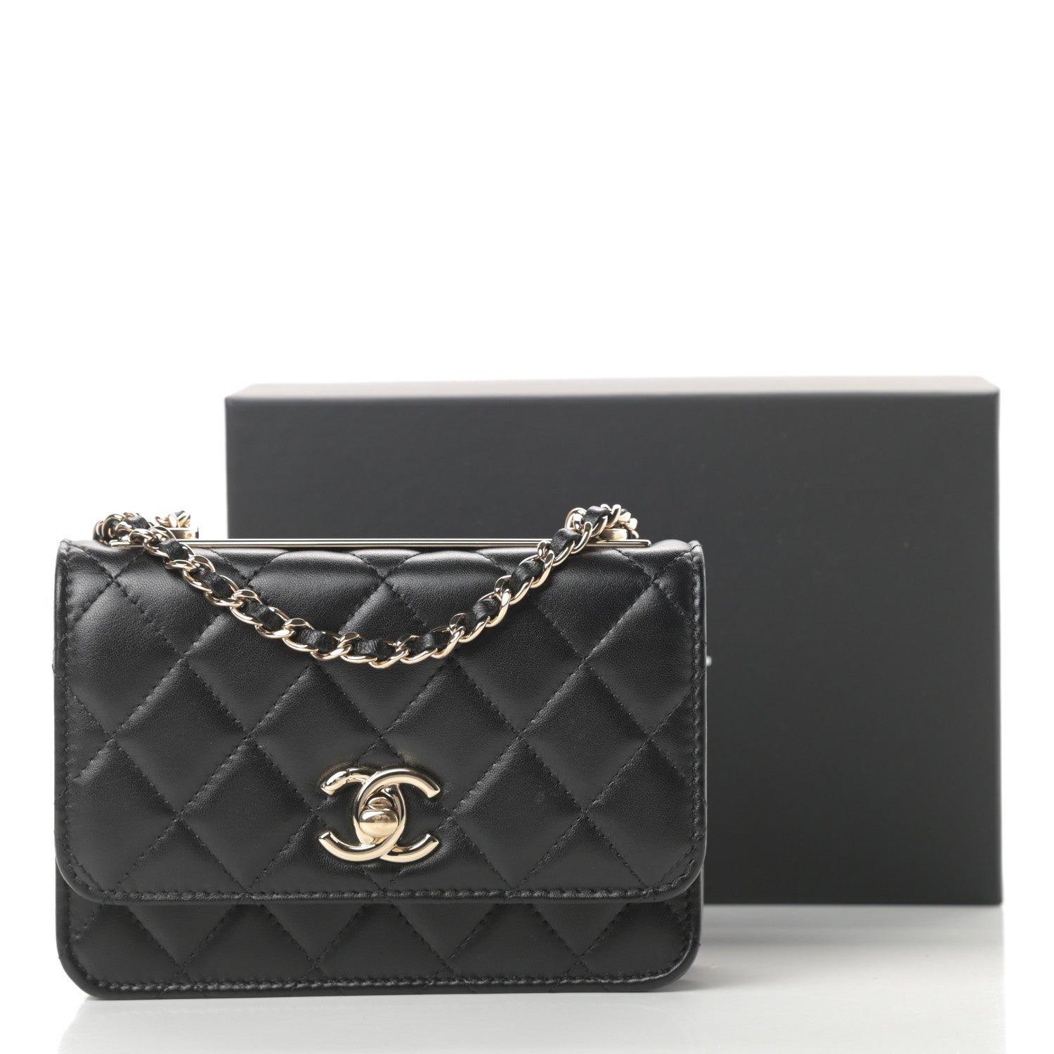 Chanel Lambskin Quilted Mini Trendy CC Wallet On Chain WOC Black 13 of 13
