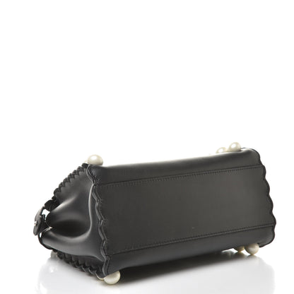 Fendi Vitello Seta Shiny Nappa Pearl Scallopped Studded Mini Peekaboo Iconic Satchel Black 4 of 13