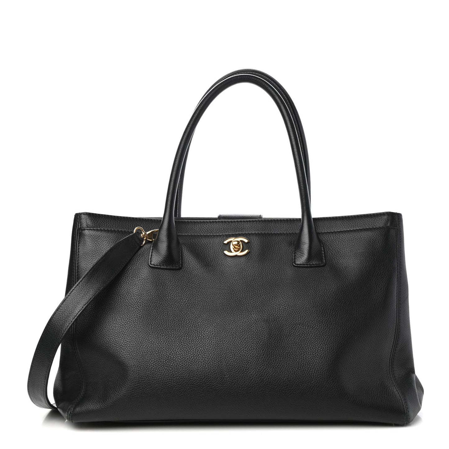 Calfskin Cerf Executive Shopper Tote Black