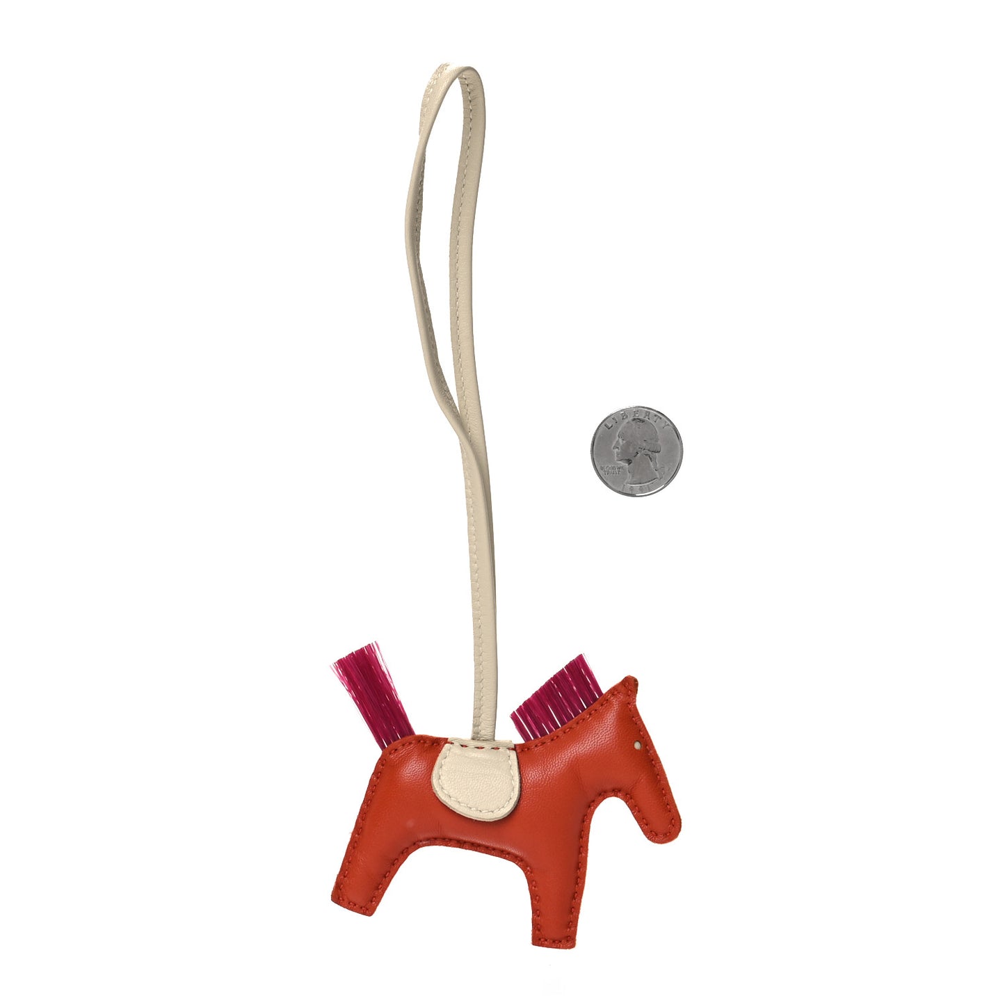 Milo Lambskin Horse Hair Grigri Rodeo Horse Bag Charm PM Cornaline Craie Magnolia