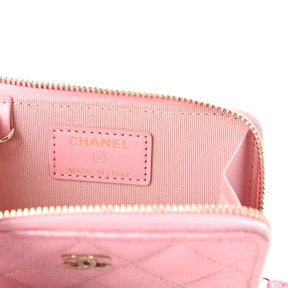 Chanel Iridescent Caviar Quilted Zipped Key Holder Case Rose Pink 8 of 11