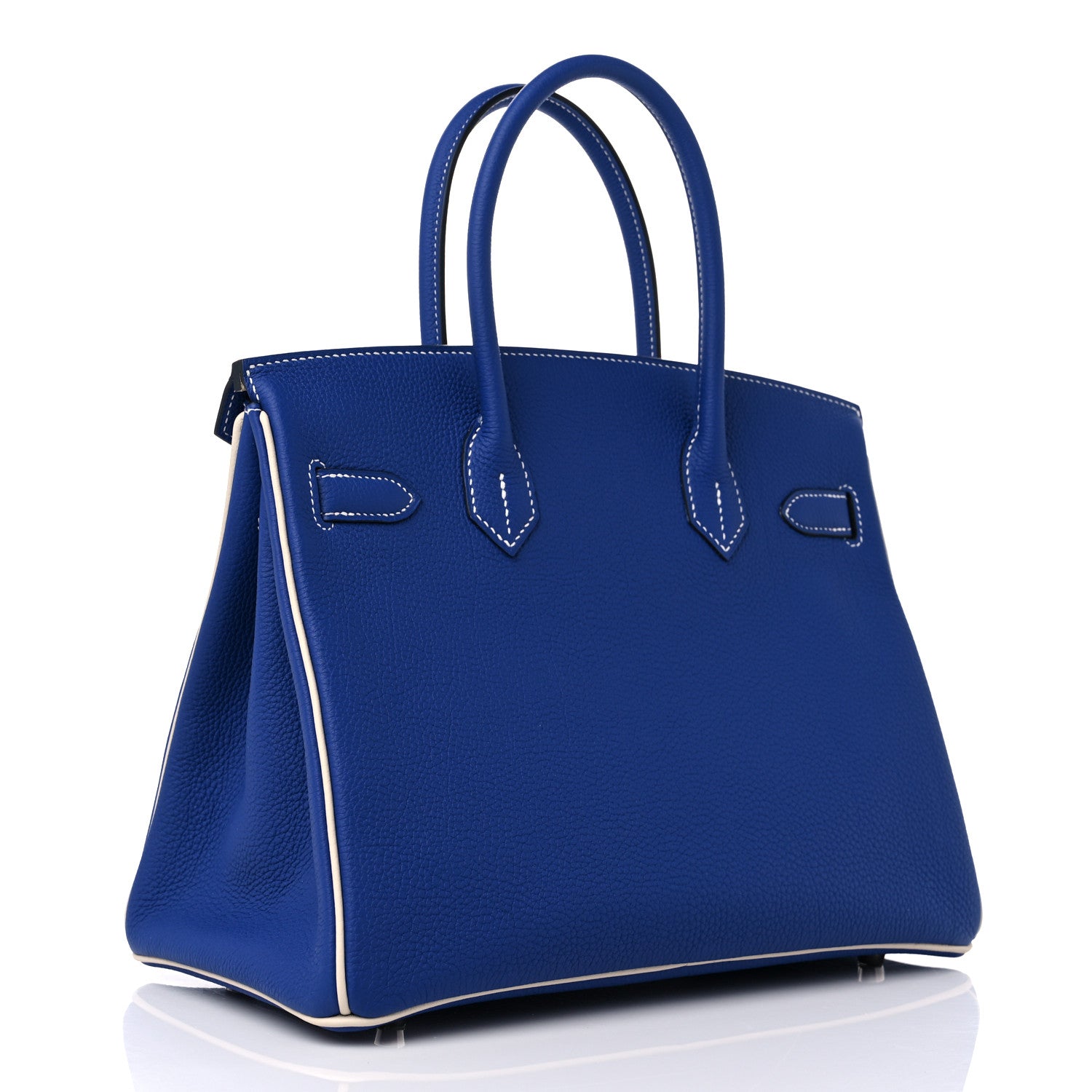 Hermes Togo Bi-Color Horseshoe Birkin 30 Bleu Electrique Craie 3 of 12