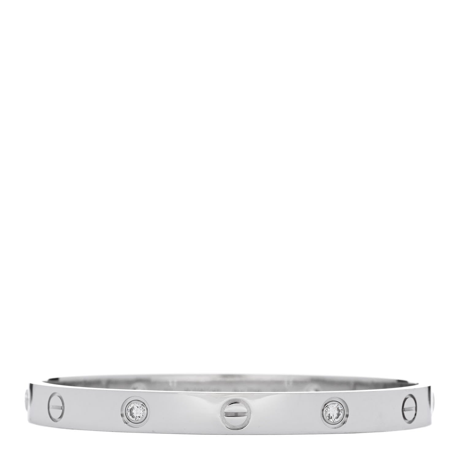Cartier 18K White Gold 4 Diamond LOVE Bracelet 17 1 of 9