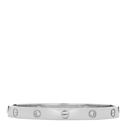 Cartier 18K White Gold 4 Diamond LOVE Bracelet 17 1 of 9
