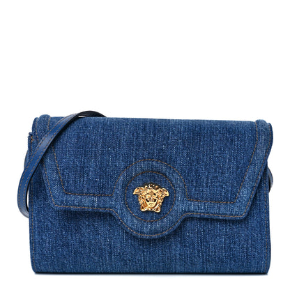 Versace Denim La Medusa Wallet On Strap Navy Blue 1 of 10
