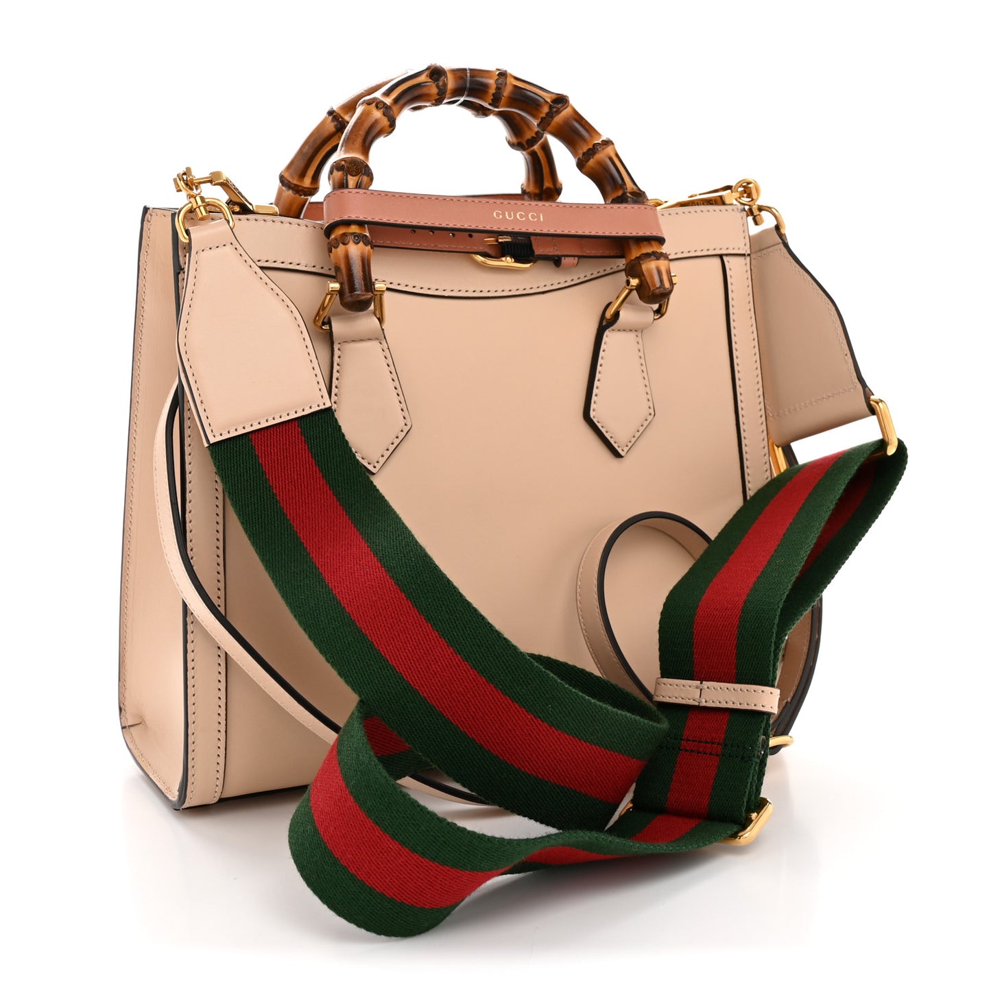 Calfskin Gucci Embossed Small Diana Tote Bag Pink