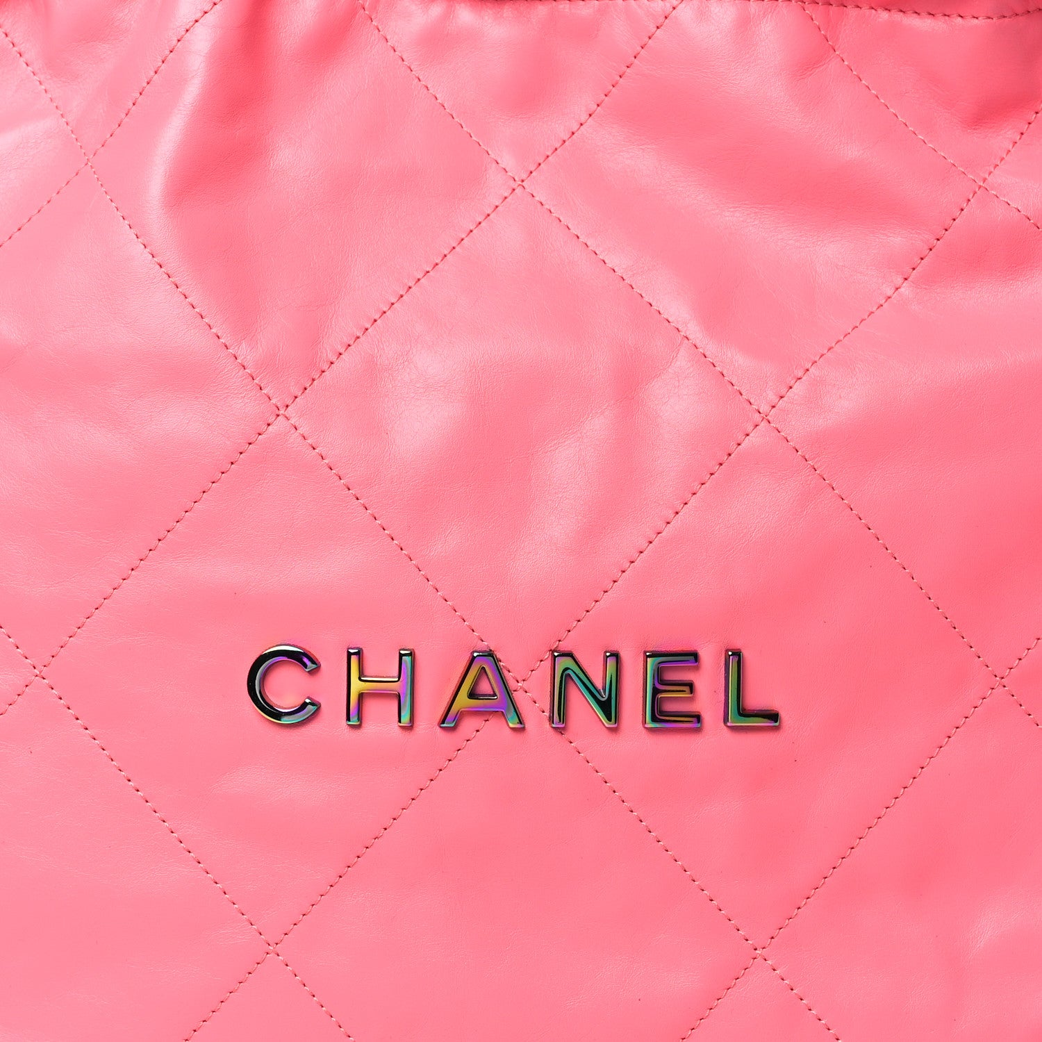 Chanel Shiny Calfskin Quilted Small Rainbow Metal Chanel 22 Coral Pink 4 of 12