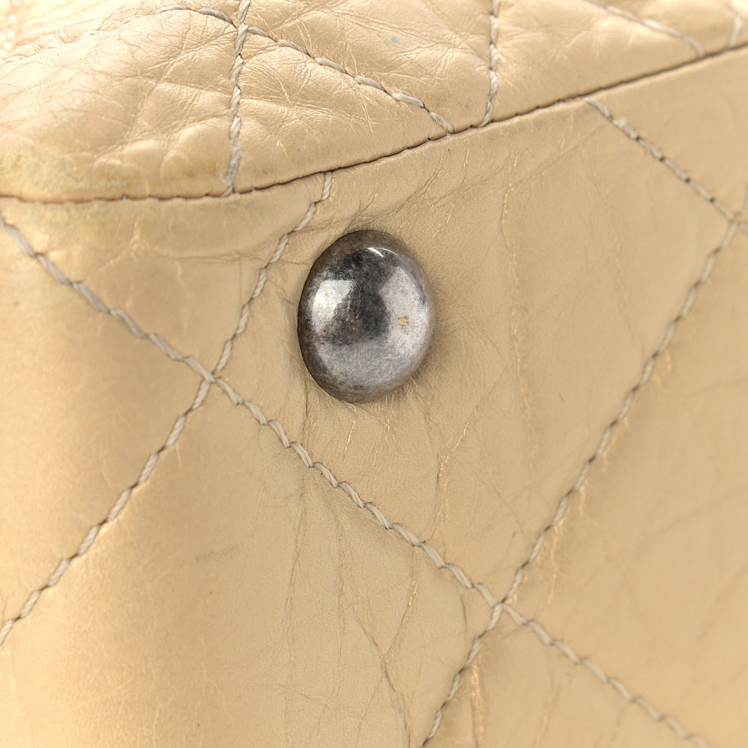 Chanel Metallic Aged Calfskin Quilted Reissue 2.55 Tote Light Gold 10 of 13