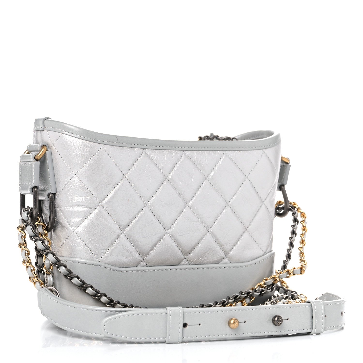 Chanel Metallic Aged Calfskin Quilted Small Gabrielle Hobo Silver 3 of 10