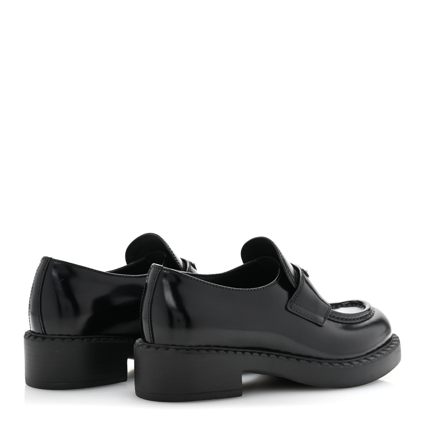 Spazzolato Metal Triangle Logo 50mm Loafers 36 Black