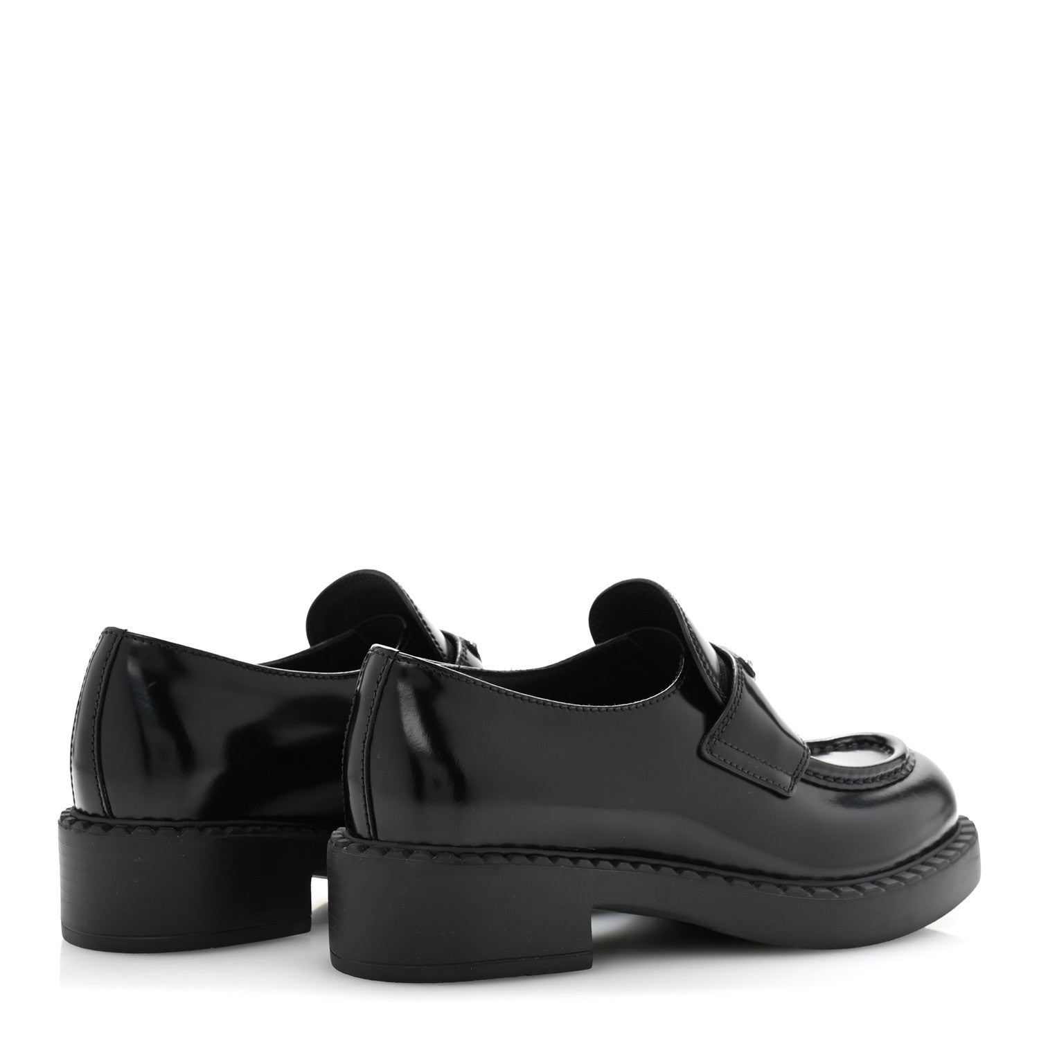 Prada Spazzolato Metal Triangle Logo 50mm Loafers 36 Black 5 of 10