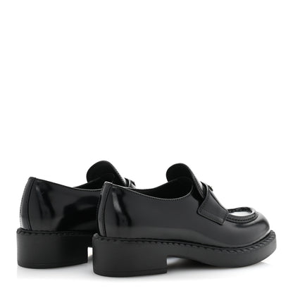 Prada Spazzolato Metal Triangle Logo 50mm Loafers 36 Black 5 of 10