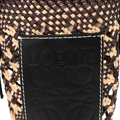 Loewe Calfskin Raffia Paula's Ibiza Pocket Bucket Bag Natural Navy Blue 6 of 10