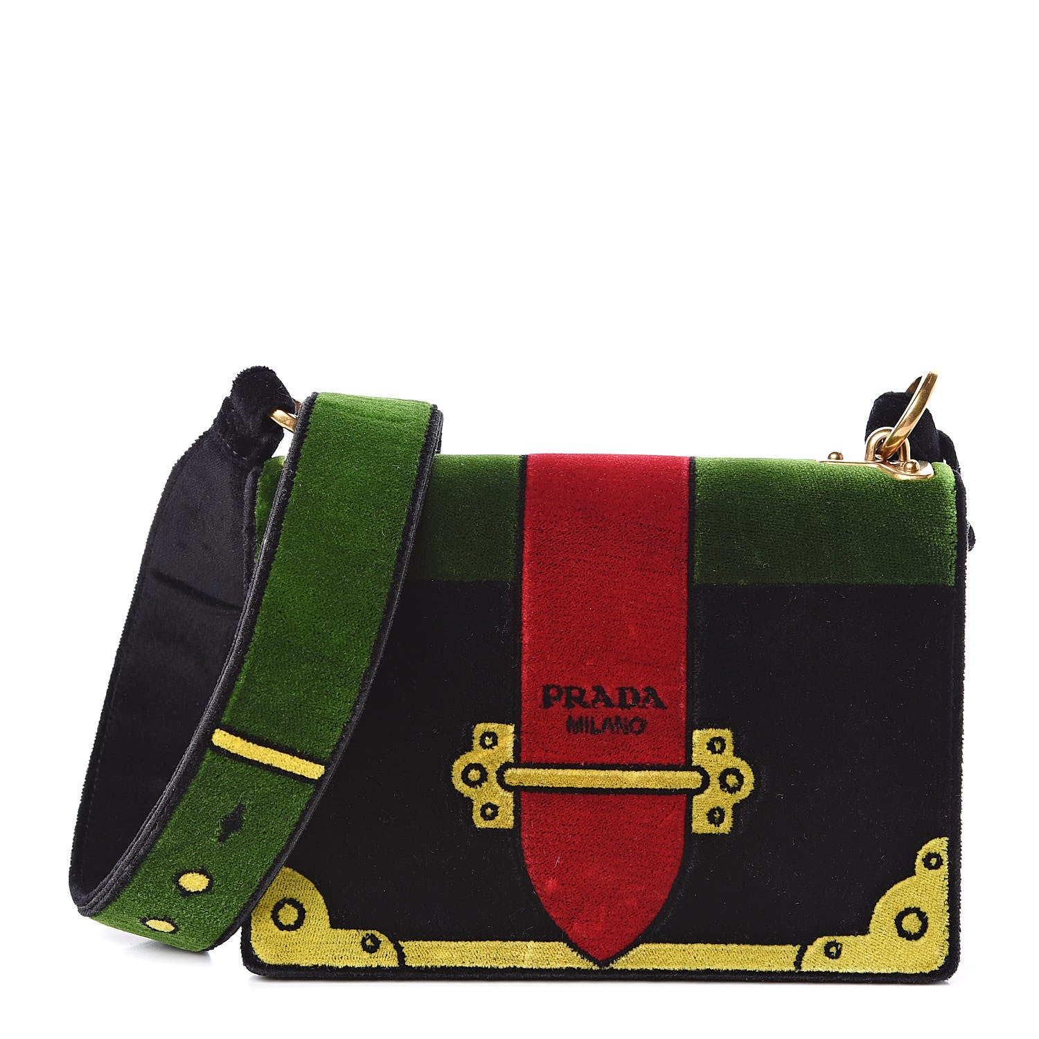 Prada Velluto Ricamo Cahier Shoulder Bag Black 1 of 8