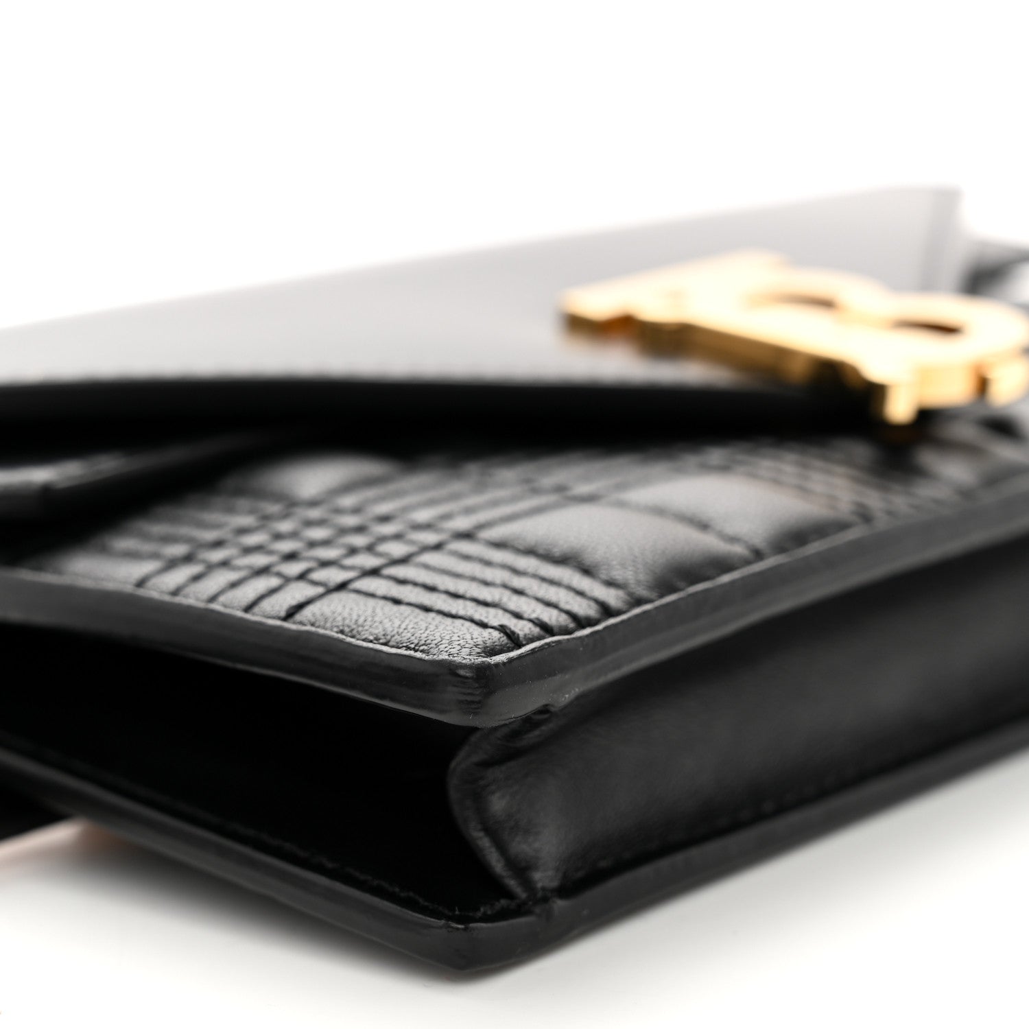 Burberry Smooth Calfskin Quilted Check TB Envelope Belt Bag Black 9 of 10