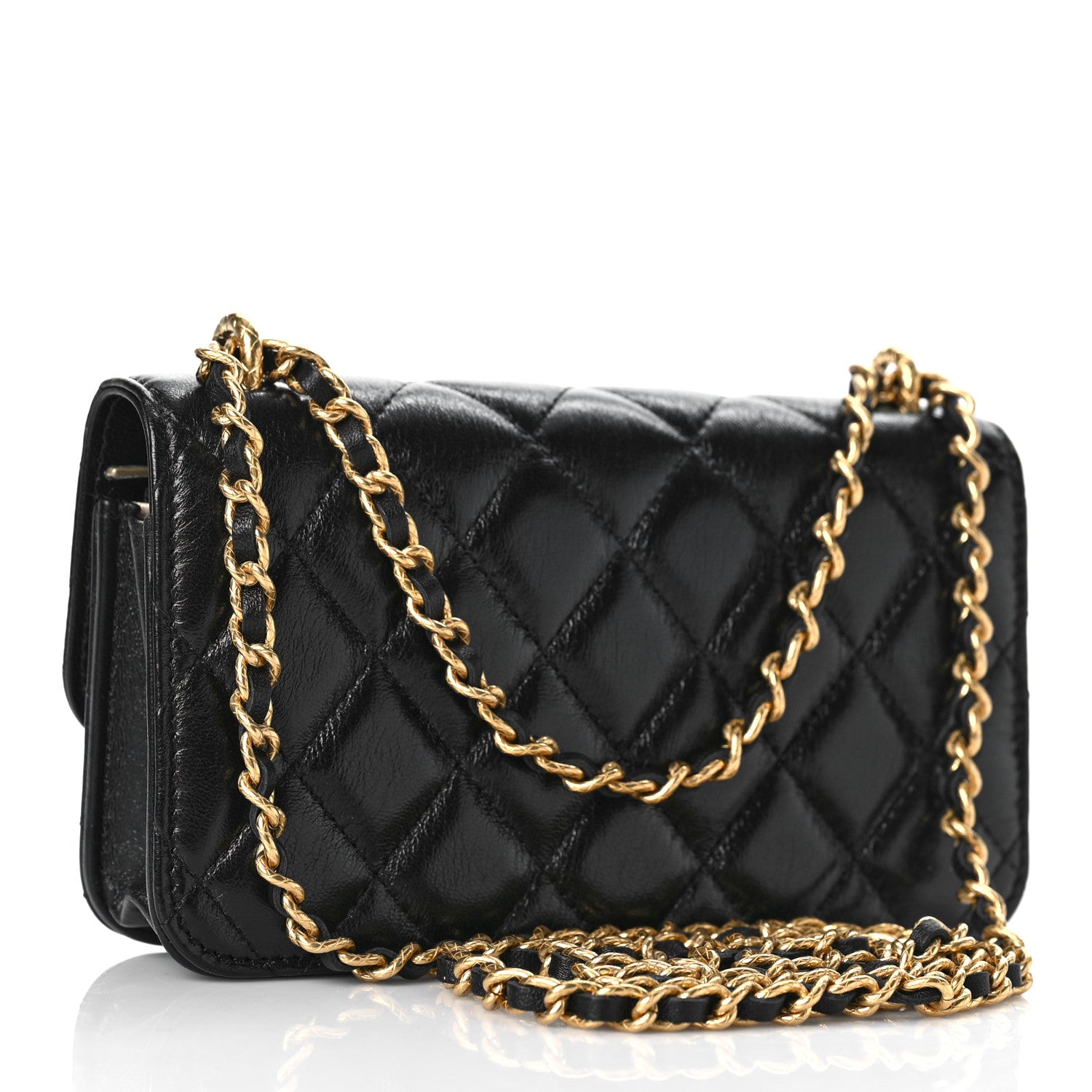 Chanel Lambskin Quilted Dynasty Flap Phone Holder With Chain Black 3 of 13