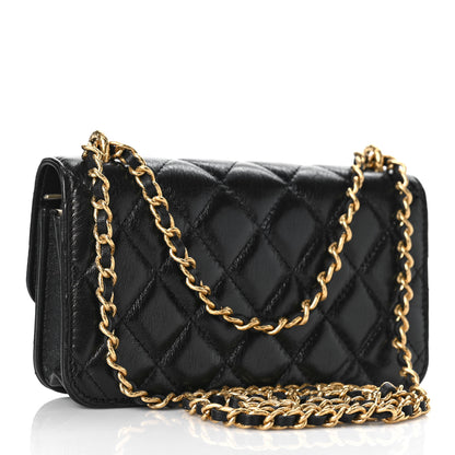 Chanel Lambskin Quilted Dynasty Flap Phone Holder With Chain Black 3 of 13