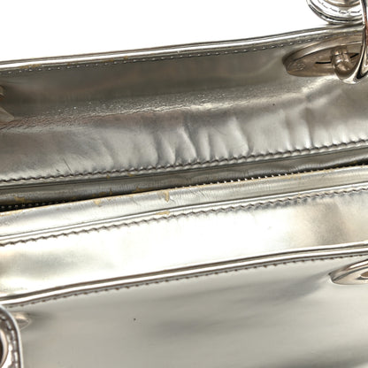 Christian Dior Metallic Patent Calfskin Medium Lady Dior Silver 11 of 12
