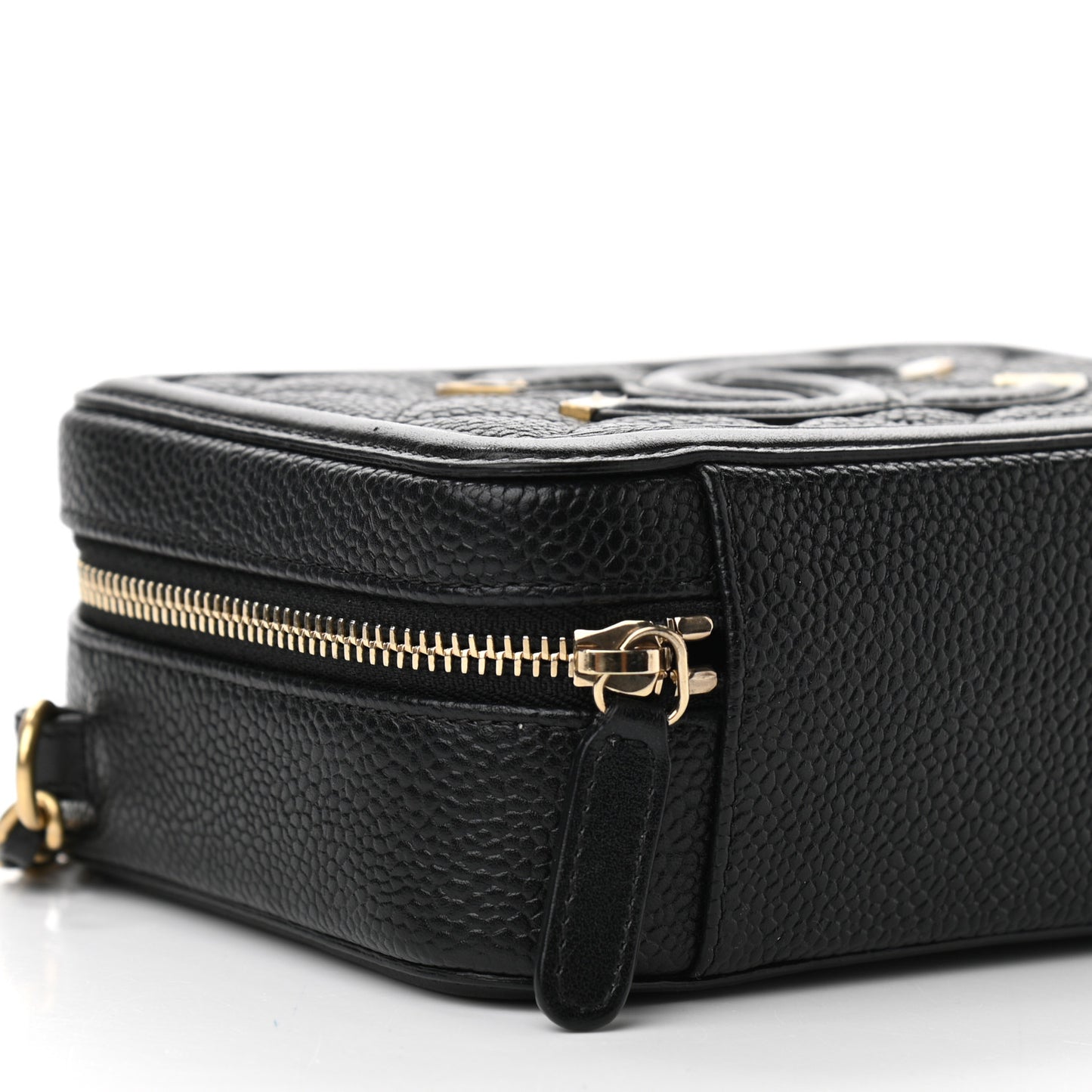 Caviar Quilted CC Filigree Vanity Clutch With Chain Black