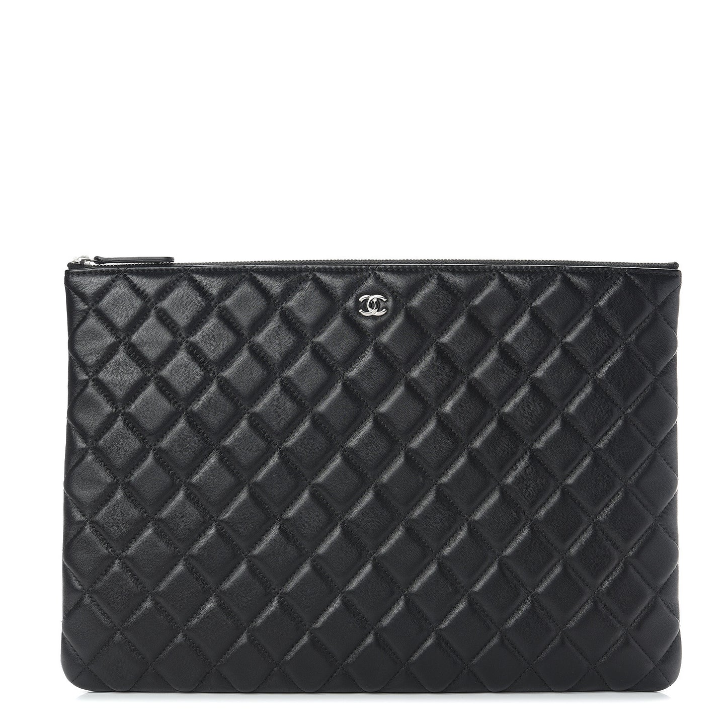Lambskin Quilted Large Cosmetic Case Black
