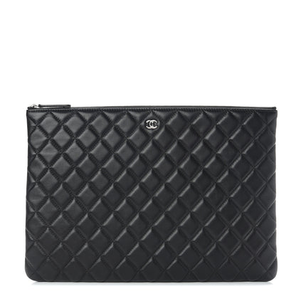 Chanel Lambskin Quilted Large Cosmetic Case Black 1 of 8