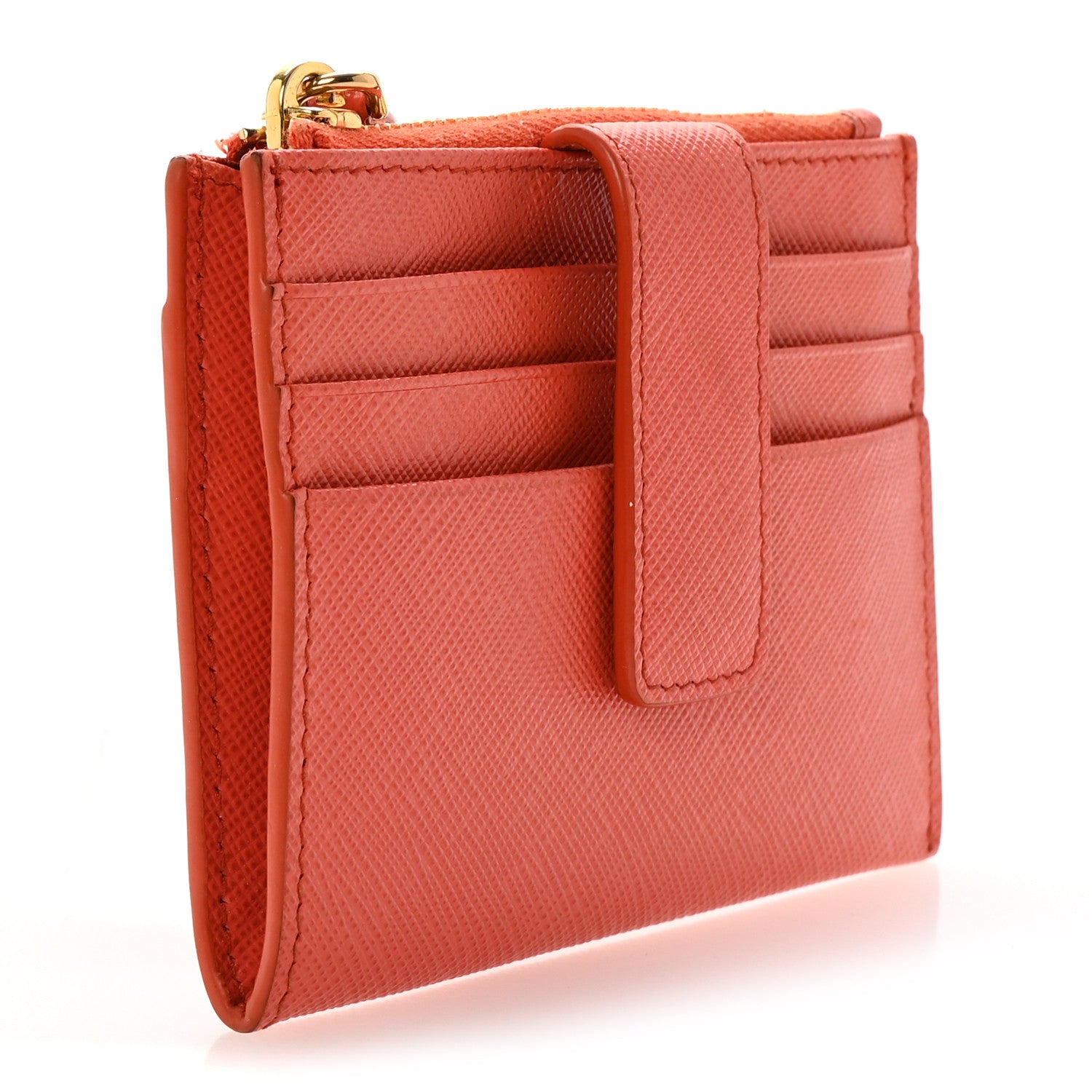 Prada Saffiano Triangle Card Holder Arancio 3 of 6