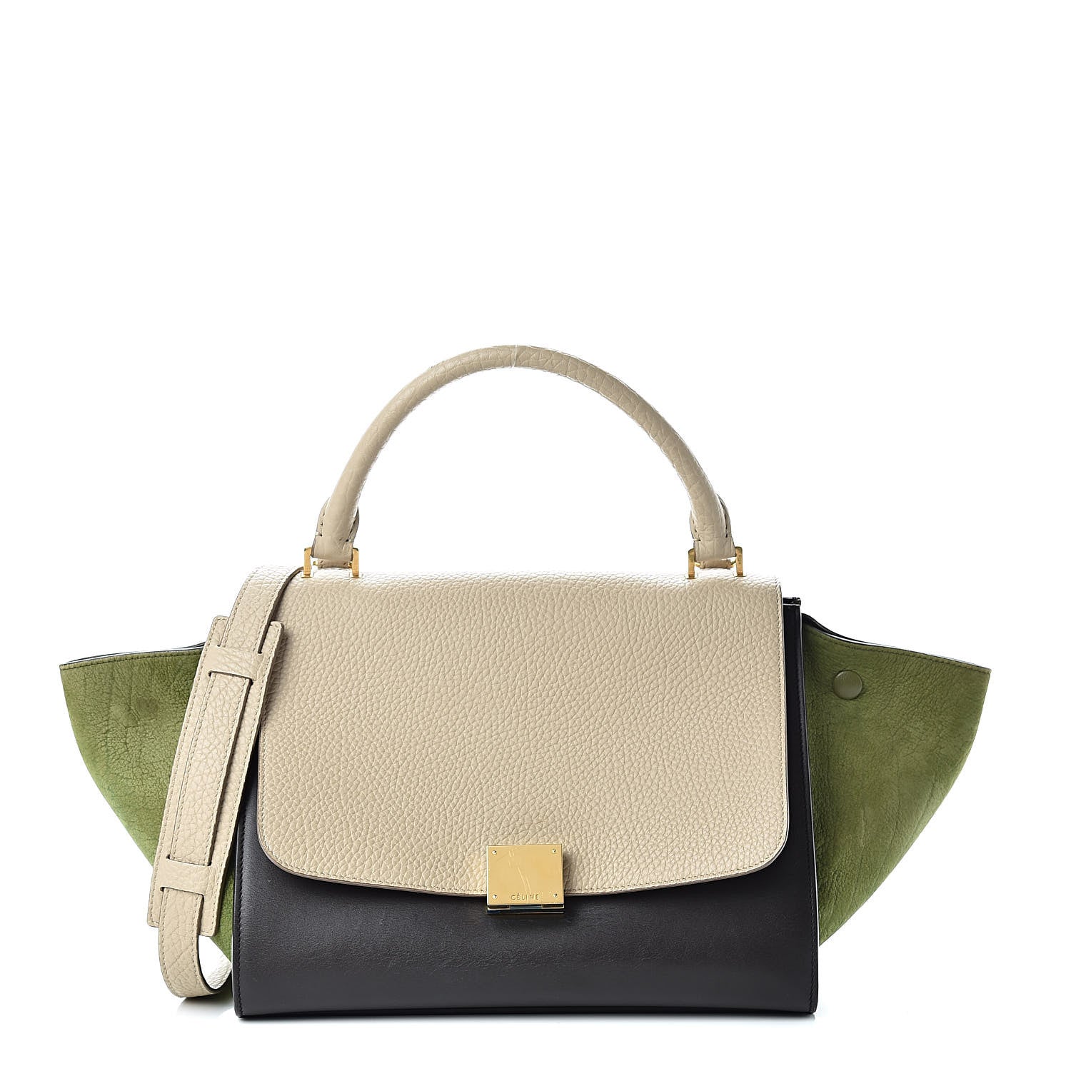 Celine Bullhide Calfskin Small Tri-Color Trapeze Almond 1 of 12