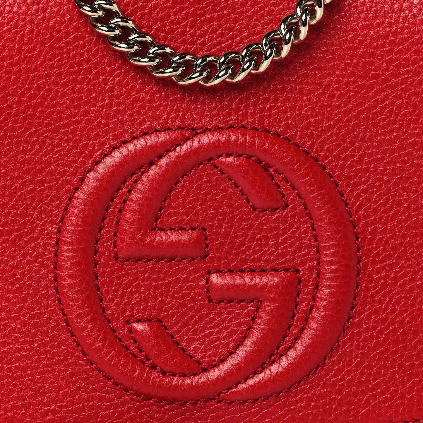 Pebbled Calfskin Medium Soho Flap Crossbody Vibrant Red
