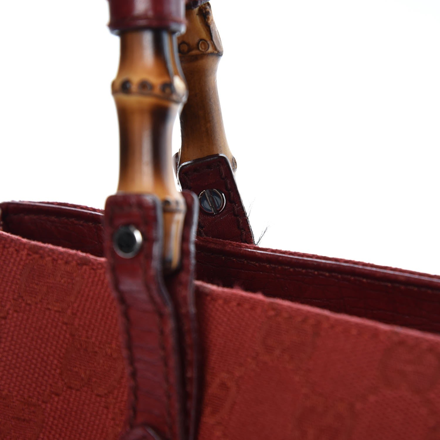 Gucci Monogram Small Bamboo Tote Red 16 of 17
