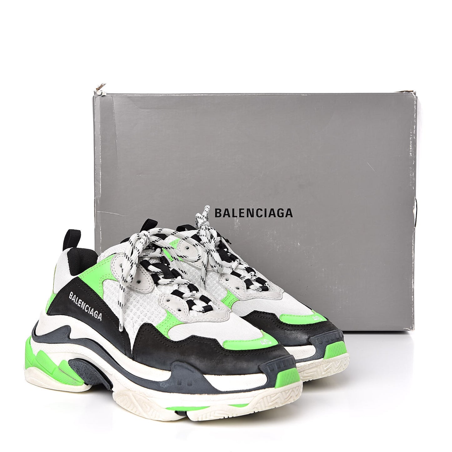 Fabric Mesh Womens Triple S Sneakers 40 White Green Fluo Black