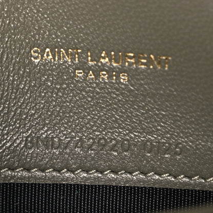 Saint Laurent Lambskin Matelasse Chevron Monogram Envelope Chain Wallet  Green 7 of 10