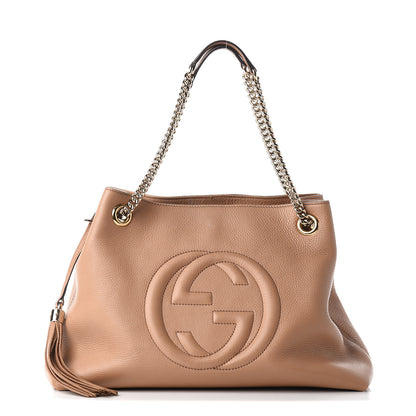 Gucci Pebbled Calfskin Medium Soho Chain Shoulder Bag Rose Beige 1 of 9