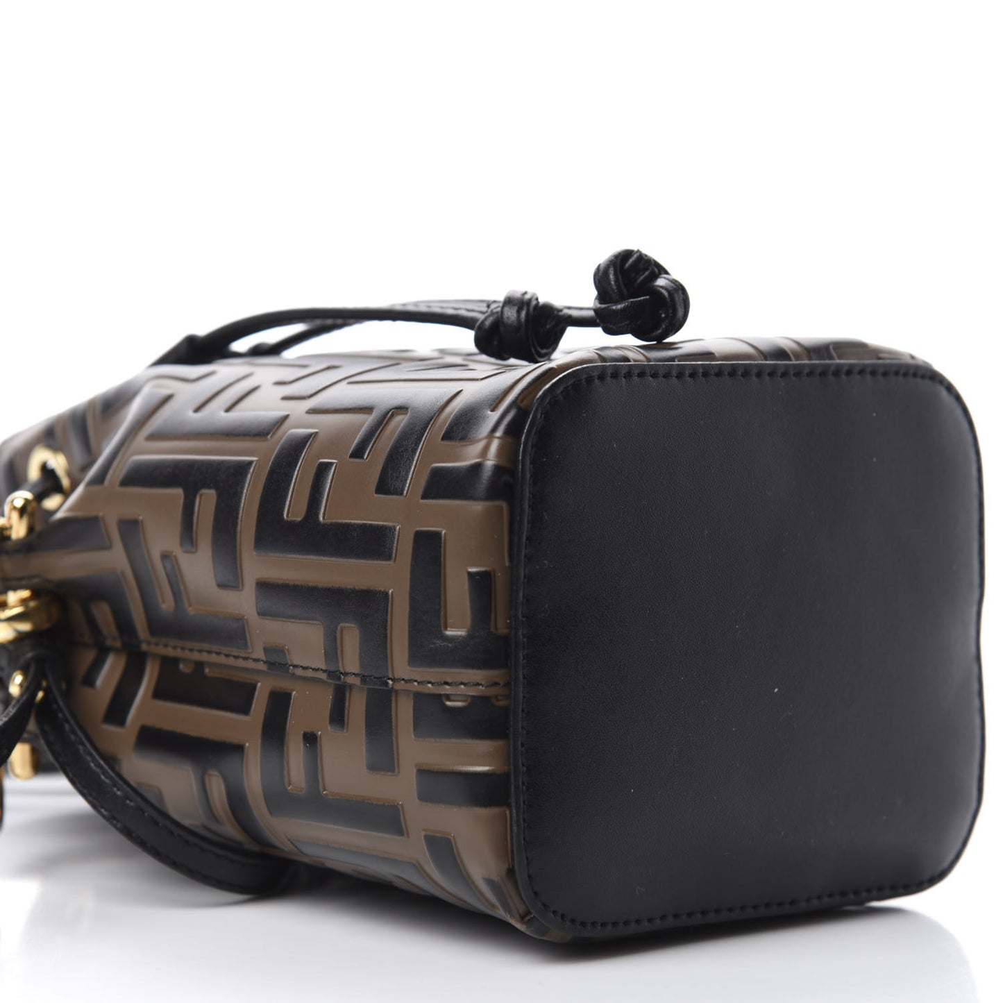 Vitello Liberty F is Fendi Bi-Color FF 1974 Embossed Mini Mon Tresor Bucket Bag Maya Black