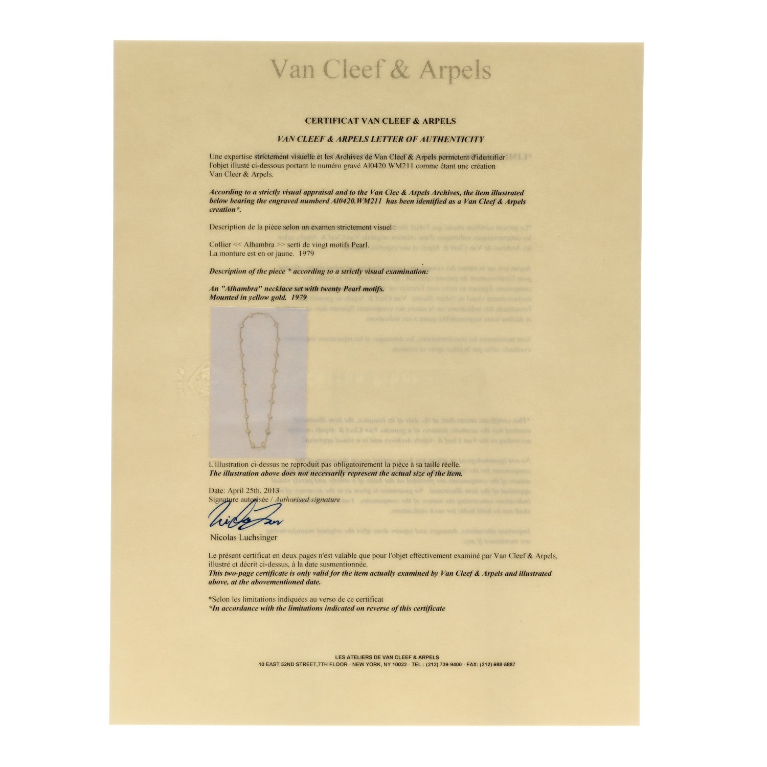 Van Cleef & Arpels 18K Yellow Gold Mother of Pearl 20 Motifs Vintage Alhambra Necklace 5 of 5